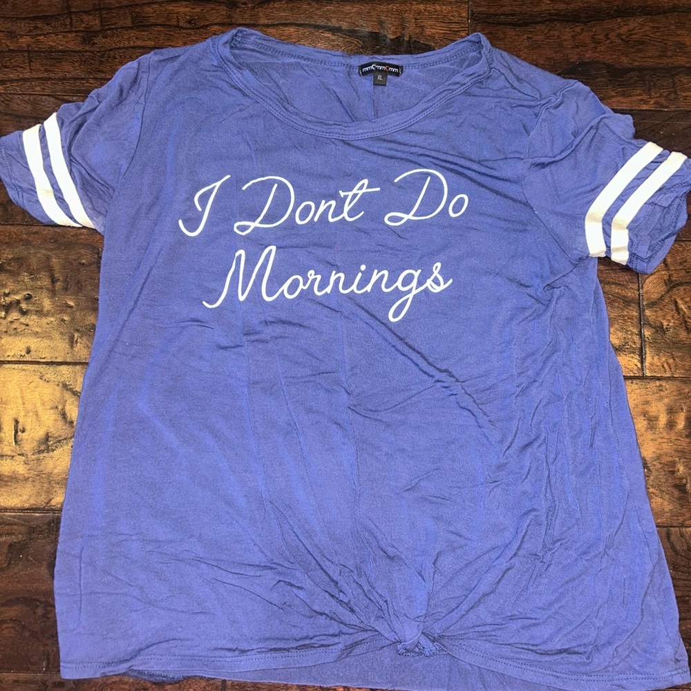 Blue Short Sleeve Tee with White Stripes